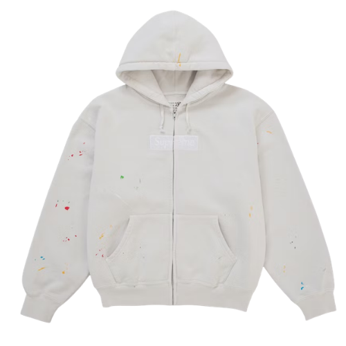 Supreme MM6 Maison Margiela Box Logo Zip Up Hooded Sweatshirt White